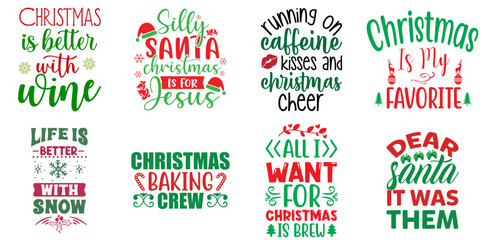 Happy Holiday and Winter Quotes Set Christmas Vector Illustration for Book Cover, Advertising, Greeting Card