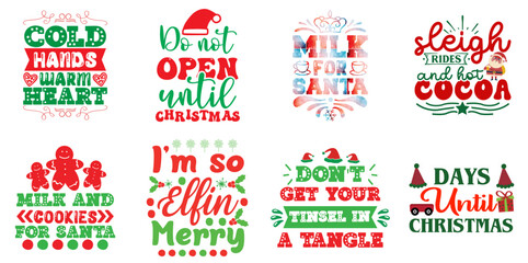 Christmas and Holiday Phrase Collection Christmas Vector Illustration for Bookmark, Presentation, Printable