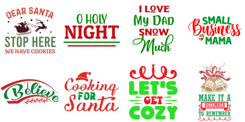 Merry Christmas and Winter Phrase Set Christmas Vector Illustration for Presentation, Decal, Magazine