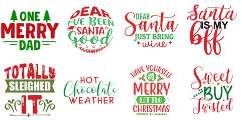 Christmas and Holiday Calligraphic Lettering Set Christmas Vector Illustration for Presentation, Printable, Brochure