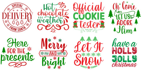 Christmas and Winter Hand Lettering Set Christmas Vector Illustration for Newsletter, Wrapping Paper, Postcard