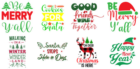 Christmas Festival and Winter Holiday Hand Lettering Collection Christmas Vector Illustration for Newsletter, Logo, Social Media Post