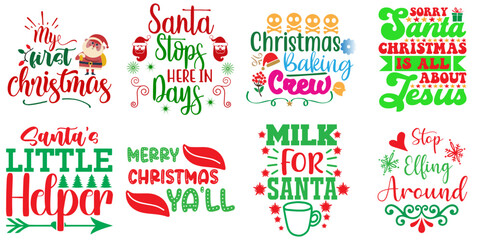 Merry Christmas Phrase Collection Christmas Vector Illustration for Packaging, Brochure, Newsletter
