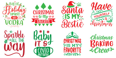 Merry Christmas and Happy New Year Quotes Set Christmas Vector Illustration for Presentation, Holiday Cards, Postcard