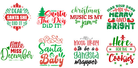 Merry Christmas Calligraphy Bundle Christmas Vector Illustration for Magazine, Vouchers, Advertisement