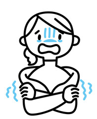 凍えている女性のイラスト