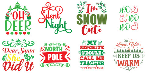 Merry Christmas Hand Lettering Set Christmas Vector Illustration for Advertisement, Decal, Infographic