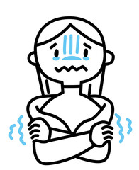 凍えている女性のイラスト