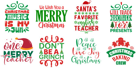 Christmas Festival and Winter Holiday Phrase Set Christmas Vector Illustration for Stationery, Vouchers, Packaging