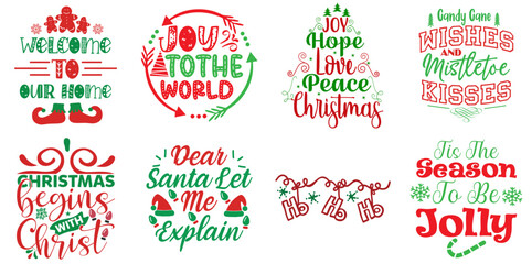 Christmas and Holiday Hand Lettering Bundle Christmas Vector Illustration for Logo, Icon, Flyer