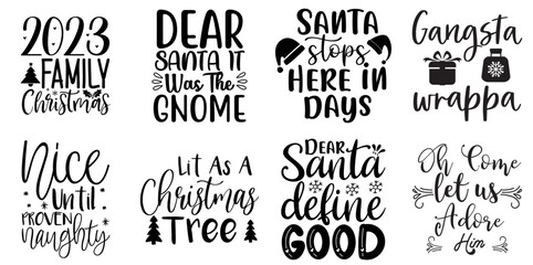 Fototapeta premium Christmas and Winter Labels And Badges Collection Christmas Black Vector Illustration for Printing Press, Wrapping Paper, Motion Graphics