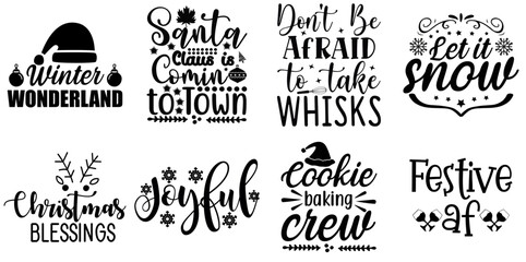 Fototapeta premium Merry Christmas and Winter Invitation Set Christmas Black Vector Illustration for Postcard, Banner, Newsletter