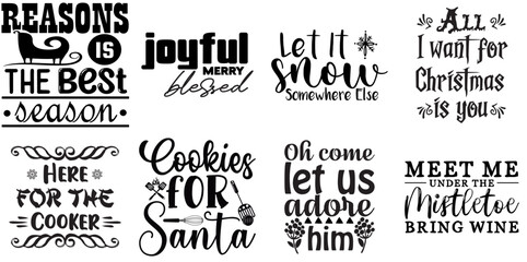 Fototapeta premium Happy Holiday and Winter Invitation Bundle Christmas Black Vector Illustration for Motion Graphics, Gift Card, Mug Design