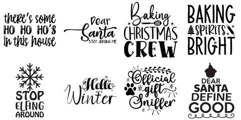 Christmas and Winter Invitation Bundle Christmas Black Vector Illustration for Poster, Gift Card, Printing Press