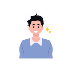 Happy smiling young man portrait flat style, vector illustration