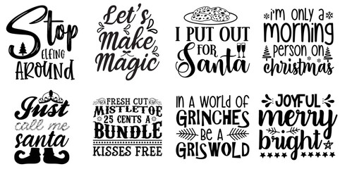 Fototapeta premium Christmas and Winter Quotes Collection Christmas Black Vector Illustration for Label, Packaging, Holiday Cards