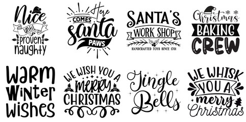 Fototapeta premium Christmas and New Year Labels And Badges Bundle Christmas Black Vector Illustration for Packaging, Poster, Vouchers