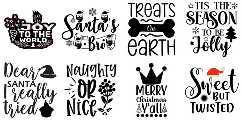 Christmas and Holiday Typography Collection Christmas Black Vector Illustration for Label, Brochure, T-Shirt Design
