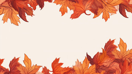 Naklejka na ściany i meble Beautiful autumn leaves decorative seamless border flower. Generative AI