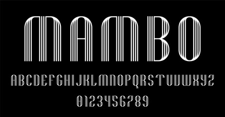 Set of alphabets font letters and numbers modern abstract design with lines vector illustration	
