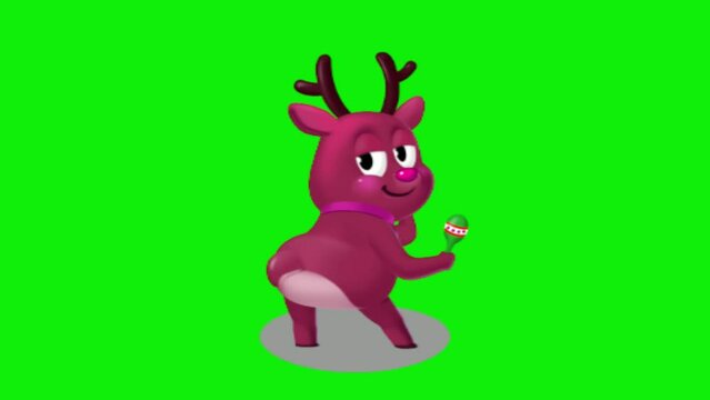 Footage of a christmas reindeer, with a green screen background. Christmas icon.