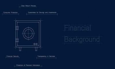 Sophisticated safe deposit box illustration background, making it ideal for projects related to banking, financial security, and valuable item storage.