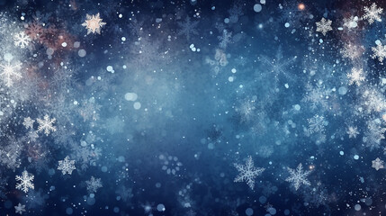 Fototapeta na wymiar Christmas blue background with snow. Generative AI