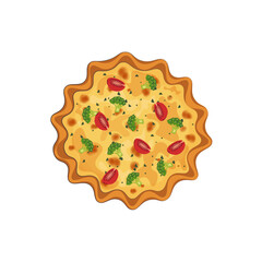 Vegetable Quiche Top View Vector Illustration Logo