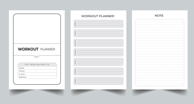 Editable Workout Planner Kdp Interior printable template Design.