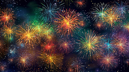 Naklejka premium Festive xmas firework background. Generative AI