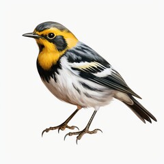 Naklejka premium Golden-cheeked Warbler full body on white background