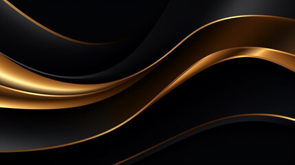 Luxury abstract background with golden lines on dark. Generative AI