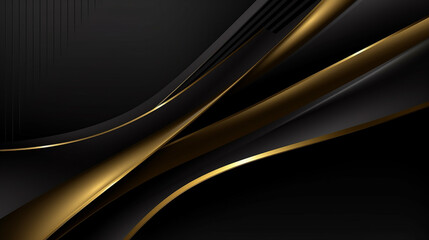 Luxury abstract background with golden lines on dark. Generative AI