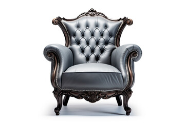 grey leather armchair isolated on a white background