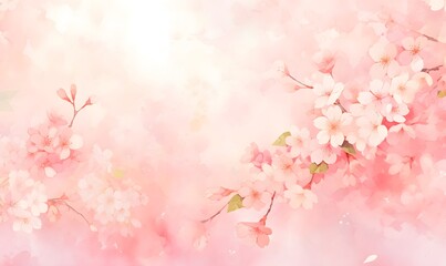 Obraz na płótnie Canvas Beautiful watercolor pink cherry blossom illustration, Generative AI