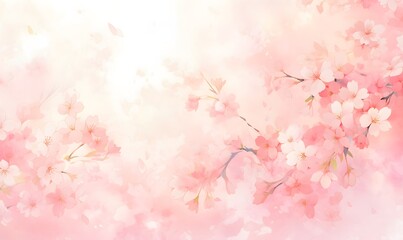 Beautiful watercolor pink cherry blossom illustration, Generative AI - obrazy, fototapety, plakaty