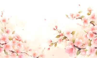 Fototapeta na wymiar Beautiful watercolor pink cherry blossom illustration, Generative AI