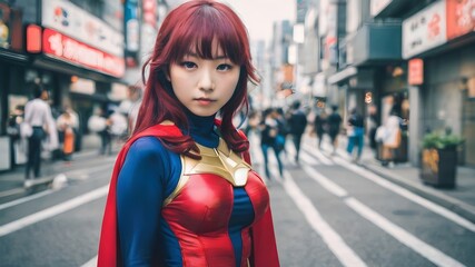 Cute Asian Girl Superhero Background Very Cool