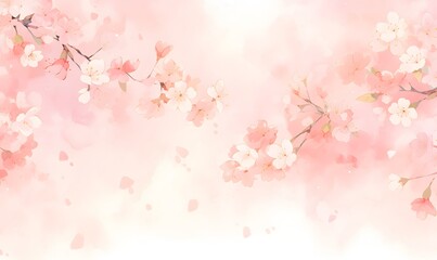 Obraz na płótnie Canvas Beautiful watercolor pink cherry blossom illustration, Generative AI