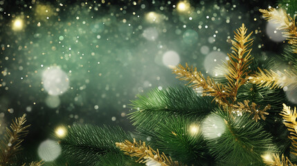 Fototapeta na wymiar Shiny Christmas background with fir branches. 