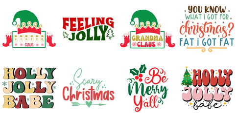 Christmas and New Year Quotes Bundle Retro Christmas Vector Illustration for Banner, Printing Press, Stationery