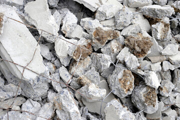 Piles of rubble after house demolition