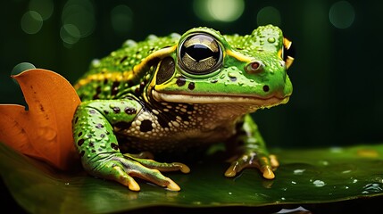 Obraz premium frog, small green on a leaf