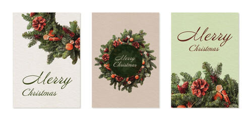 Watercolor Christmas cards in vector