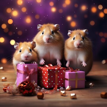 Holiday Hamsters with Mini Gifts