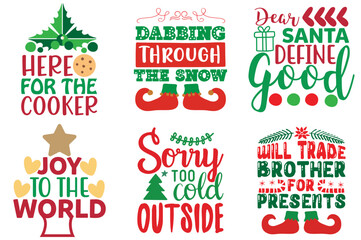 Merry Christmas and New Year Phrase Set Christmas Vector Illustration for Label, Presentation, Mug Design