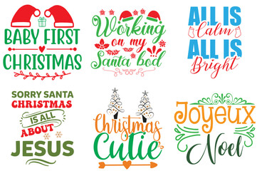 Christmas and Holiday Calligraphic Lettering Set Christmas Vector Illustration for Brochure, Infographic, Book Cover