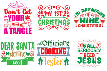 Merry Christmas and Holiday Celebration Phrase Collection Christmas Vector Illustration for Social Media Post, Printable, Holiday Cards