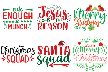 Naklejka na ściany i meble Christmas Festival and Winter Holiday Phrase Collection Christmas Vector Illustration for Advertising, Banner, Sticker