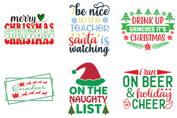 Christmas Festival and Winter Holiday Hand Lettering Collection Christmas Vector Illustration for Advertisement, Printing Press, T-Shirt Design